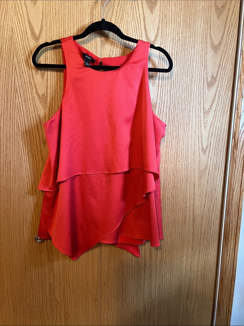 Alfani Coral Pink Layered Sleeveless Blouse, size 16.